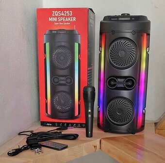 Solární bluetooth reproduktor 16W, výška 40 cm, mikrofon, dá