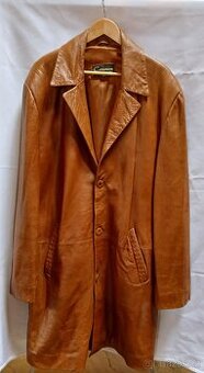 Pánský hnědý kožený kabát