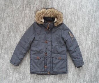 Modrá bunda bundička s kožíškem - 152