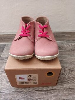 Dětské růžové polobotky na tkaničku, vel. 26
