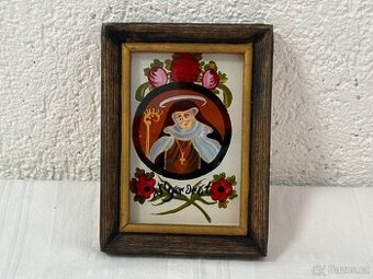 3x stará podmalba na skle Sv.Marie Ježíš Kristus Sv. Gertrud