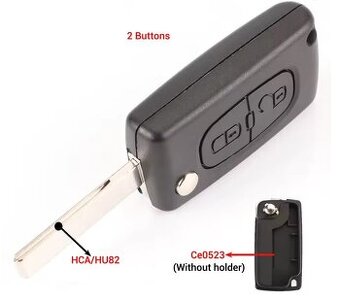 Obal autoklíče Citroen, Peugeot - 2tl, baterie na desce