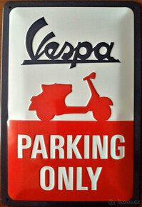 Plechová cedule: Vespa Parking Only - 30x20 cm - 1
