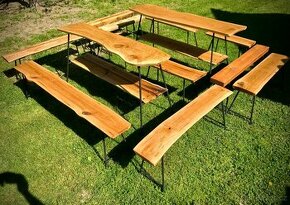 Zahradní masivní lavice / Stůl dub / jasan