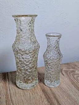 2 ks retro skleněné vázy, Václav Hanuš.
