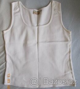 Bílé tričko bez rukávů, S, 100% bavlna.