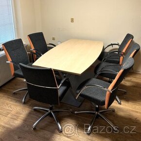 Prodám moderní jednací stůl se 6 židlemi