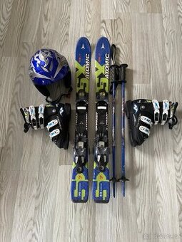 Dětské lyže 90 cm + lyžáky + helma + hůlky