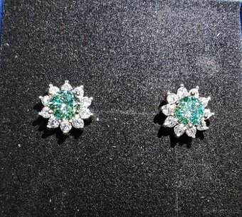 Stříbrné náušnice s moissanity (hlavní kámen 2 x 0.50 ct)