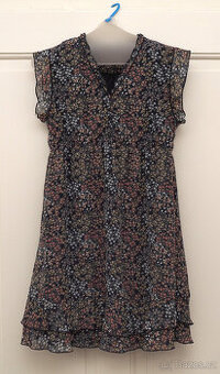 šaty modré s drobným květinovým vzorem