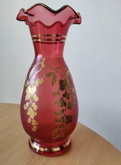 Retro váza BOHEMIA se zlac. oroplastikami