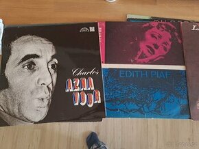 4x vinyl - Edith Piaf, Aznavour, Becaud, Leo Ferré
