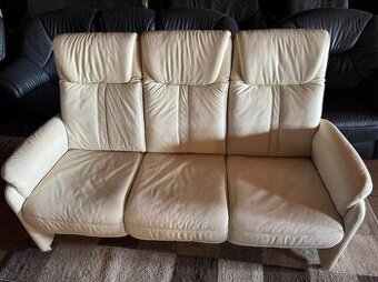 Kožená krémová pohovka,6047