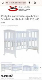 Dětská postýlka Scarlett LAURA buk - bílá 120x60 cm
