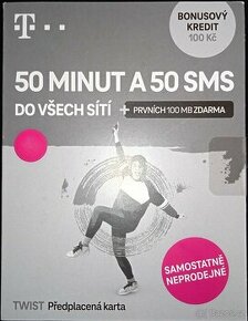 SIM karta T-Mobile 50 minut + 50 SMS + 100 MB + 100 Kč