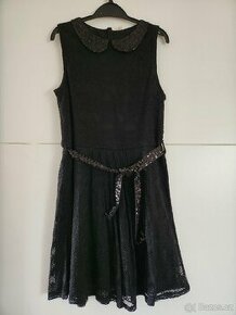 Černé šaty s třpytivým límečkem vel. 13-14 let