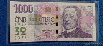 1000 Kč s přítiskem série R