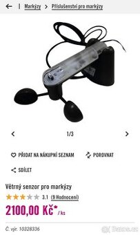 Markýza - snímač větru a slunce Antracit