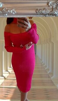 Shein midi šaty z žebrovaného úpletu