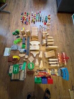 👑 MEGA SET Dřevěné vláčkodráhy – Přes 300 dílů 🚁
