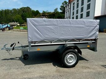 Přívěs se síťovanou nástavbou + plachta, 203x116 cm