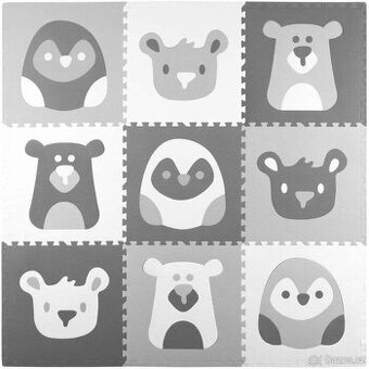 Ricokids Pěnová podložka, puzzle 9 ks, 180 × 180 cm, šedá zv