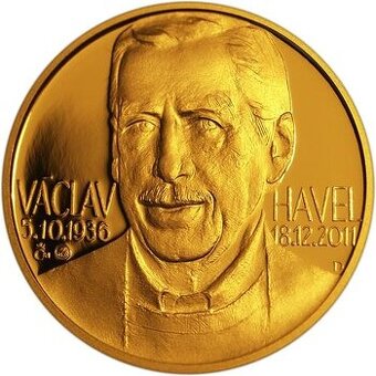 Zlatá půluncová pamětní medaile "Václav Havel" Proof 2012