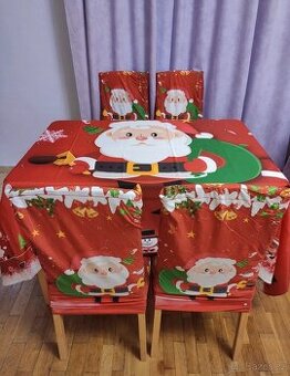 Vánoční ubrus a 4 napínací potahy na židle