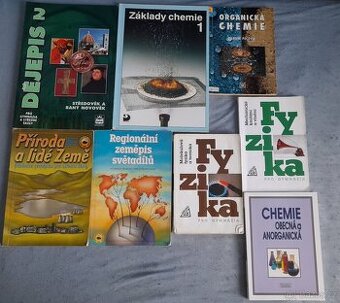 Prodám středoškolské učebnice (chemie, fyzika, zeměpis, děje