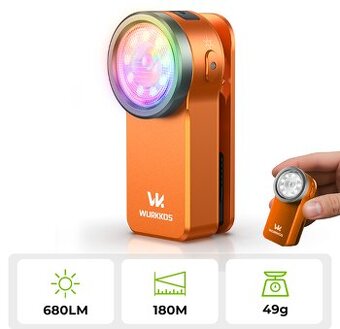 kapesní svítilna HD03, LED, USB-C, 680 L, RGB, 180 m