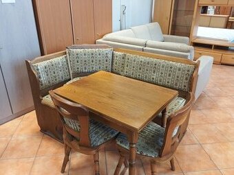 Rustikální Rohová lavice + stůl  + židle