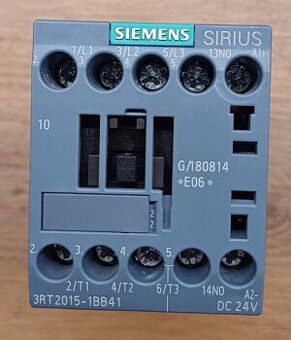 Výkonový stykač Siemens 3RT2015-1BB41, AC-3, 3KW/400V, 1NO
