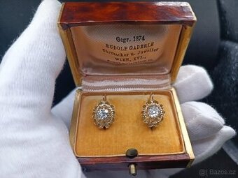 Starožitné zlaté 14k náušnice s přírodními diamanty 1,17ct