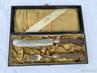 Starožitná sada lovecký příbor nůž vidlice 1880