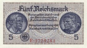 Obsazená válečná území Německem 5 Reichsmark 1939 ve sta
