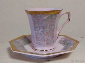 Růžový porcelán, šálek s podšálkem zn. Leander 5ks - 1