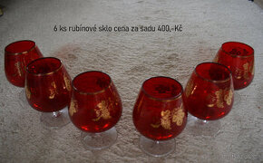 prodám staré rubín sklo,růžový porcelán,smalt-sklo - 1