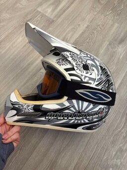 Motokrosová helma XL + brýle