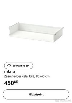 Ikea zásuvka bez čela HJÄLPA bílá - nová, nevybalená (6ks)