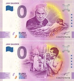 2 x 0 Eur bankovka Jan Saudek Walkman a Osud kráčí po údolí
