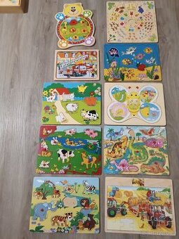 Dětské dřevěné skládačky , puzzle,domino