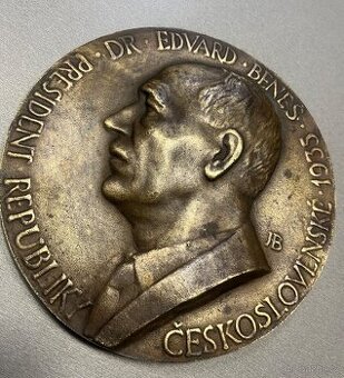 Bronzová plaketa Edvard Beneš