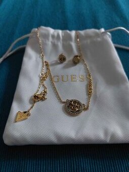 zlatá Guess sada-náušnice + řetízek
