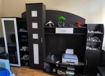 Obývací stěna Petra (černý palisandr+bílá).