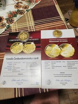 Mince pozlacené s certifikátem