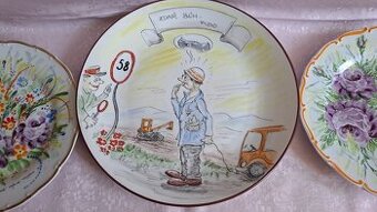 RETRO PORCELÁN TALÍŘE RUČNĚ MALOVANÉ - 1