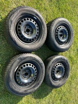 4x plechový disky 5x105 R16, pěkné zimní pneu