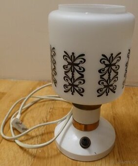 Retro stolní lampička s mléčným sklem – 70. léta, funkční