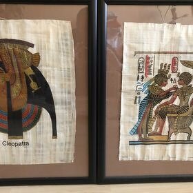 Nová zarámovaná Egyptská malba na papyrus  2 ks