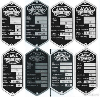 Štítky na Jawa, ČZ, Babetta, Manet...